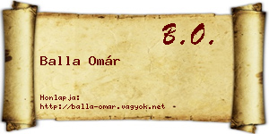 Balla Omár névjegykártya